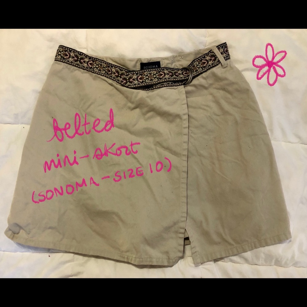 Sonoma belted khaki miniskort